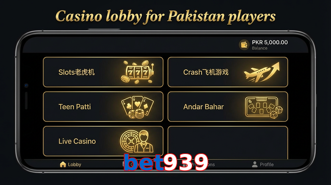 Lobby view of Bet939 for Pakistan users