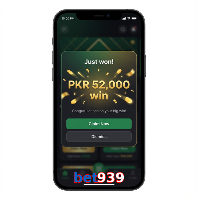 Main screen of Bet939 win page for PK players